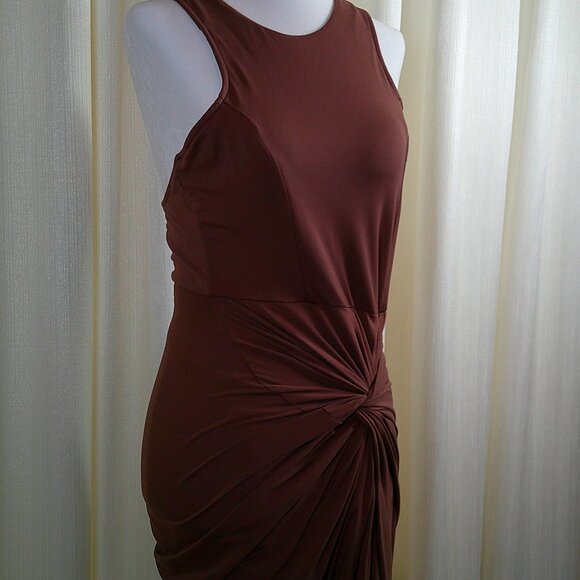 Revamped Ruched Rust Drape Maxi Dress in size S - Picture 2 of 6